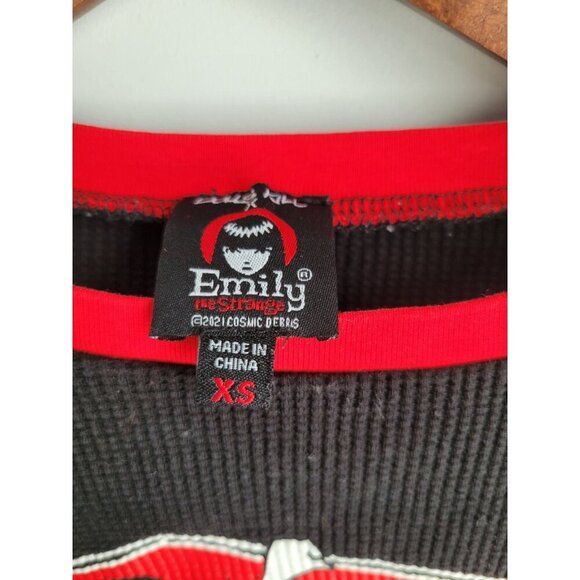 Dolls Kill Emily The Strange Size XS Vintage Y2K Emo Punk Black Red Crop - Picture 3 of 5
